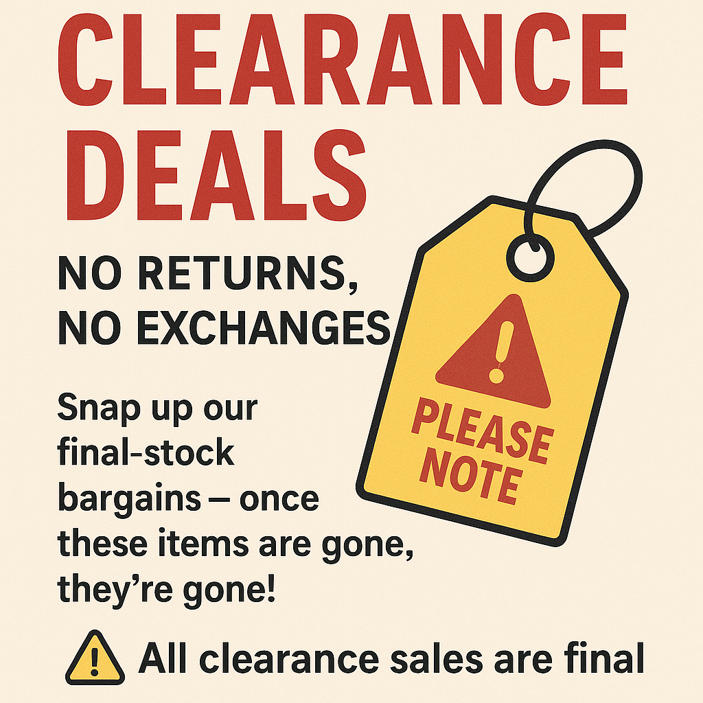Clearance Deals – No Returns, No Exchanges
