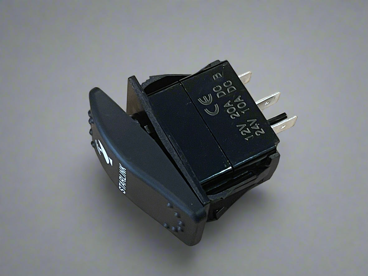 Starlink DC 3-Pole Rocker Switch – Blue LED with Mounting Plate Options (12V 20A / 24V 10A)