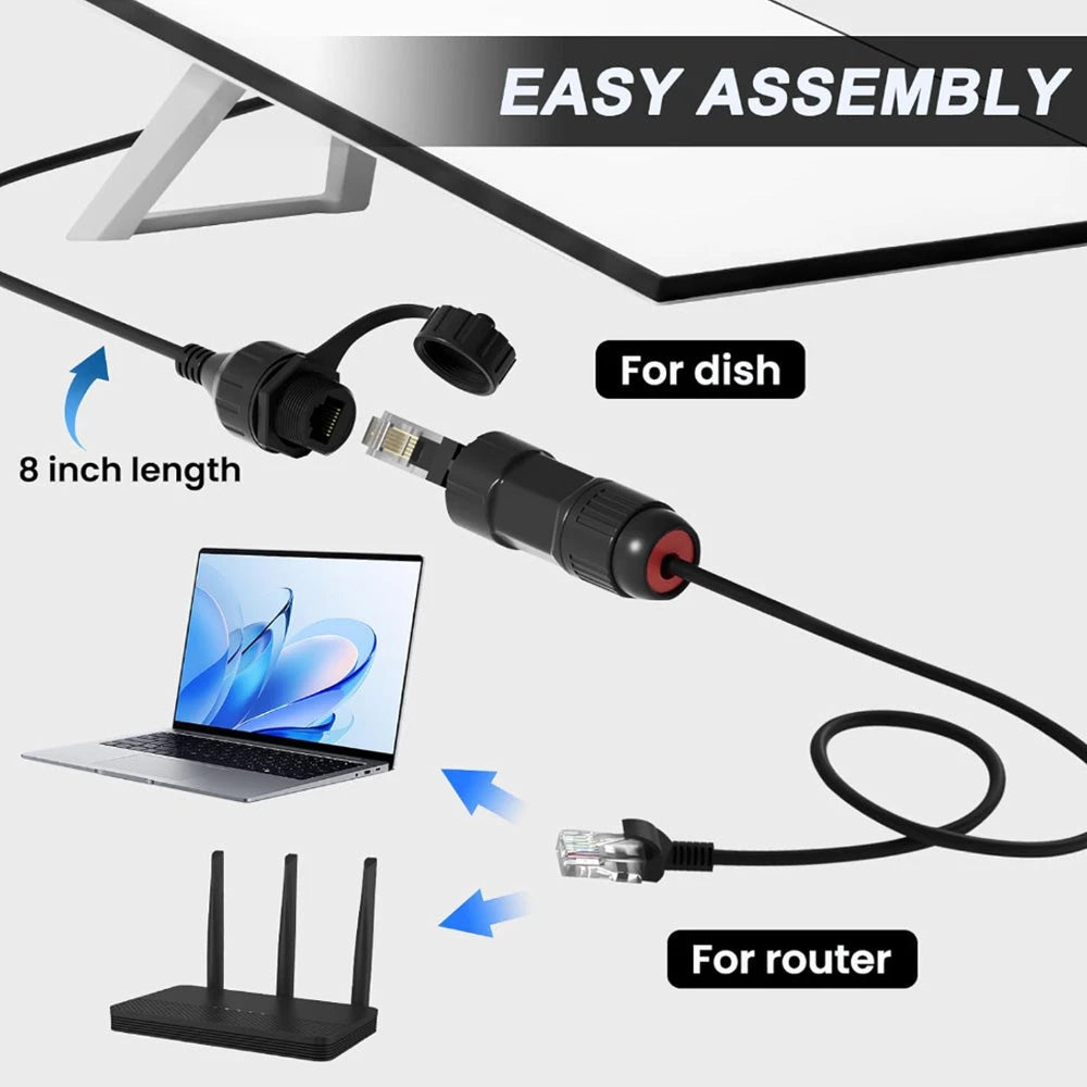 Generic Waterproof Ethernet RJ45 Adapter Connector for Starlink Gen 3/Mini SpaceTek - Starlink Mounts & Accessories