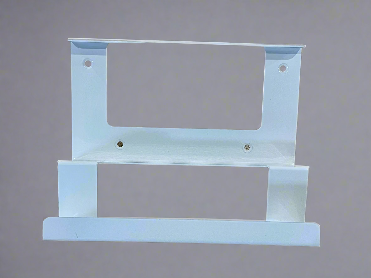 Powder-coated metal wall mount holder for Starlink Gen 3 router & 56V power supply – white finish