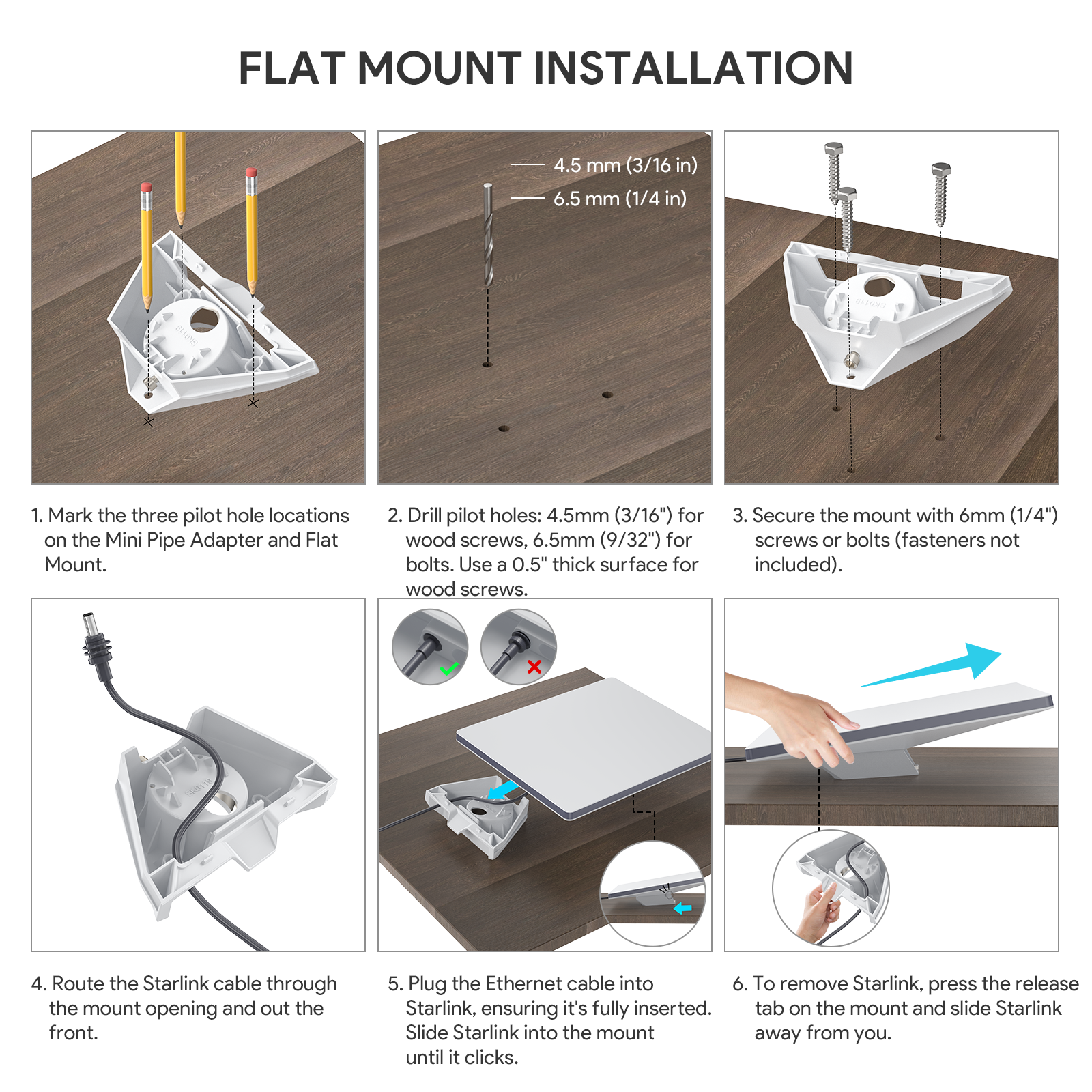 Starlink Mini Universal Mount – Pipe, Flat, or Mobility Mount – ASA/ABS Construction