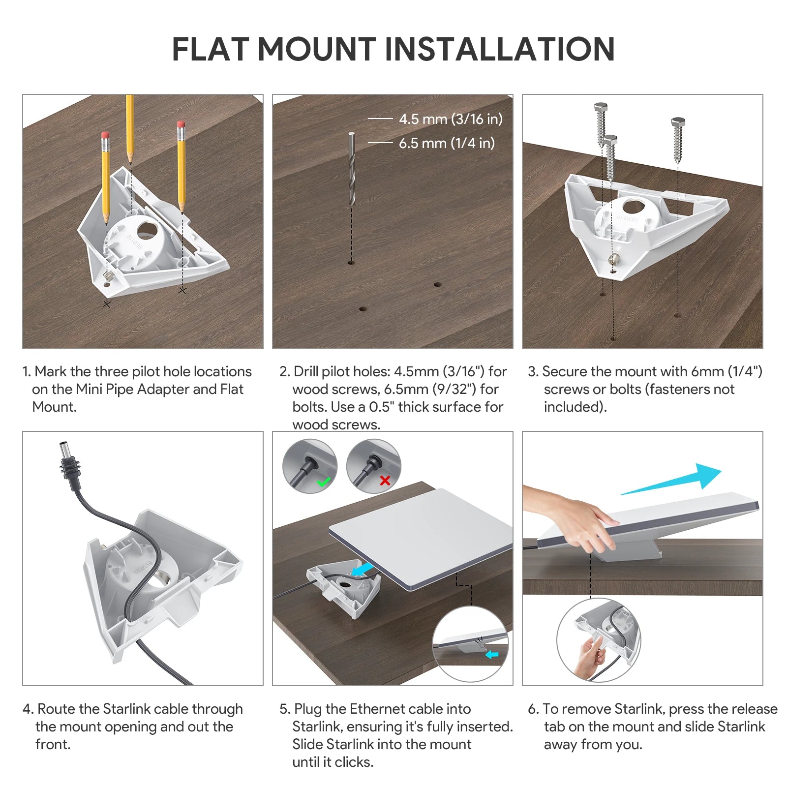 Starlink Mini Universal Mount – Pipe, Flat, or Mobility Mount – ASA/ABS Construction EDUP