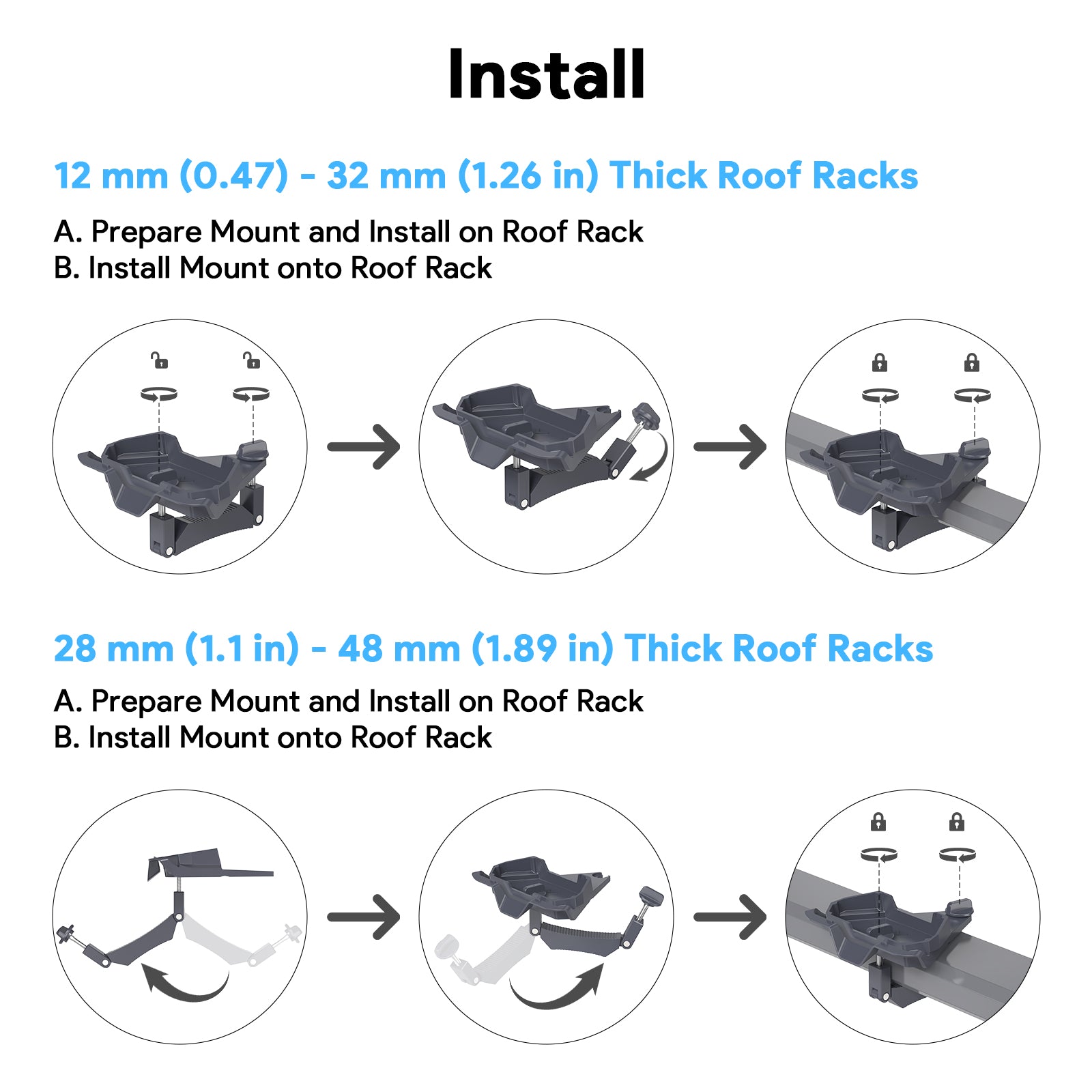 Starlink Mini Roof Rack Mobility Mount – Universal Clamp for Single Bar Racks