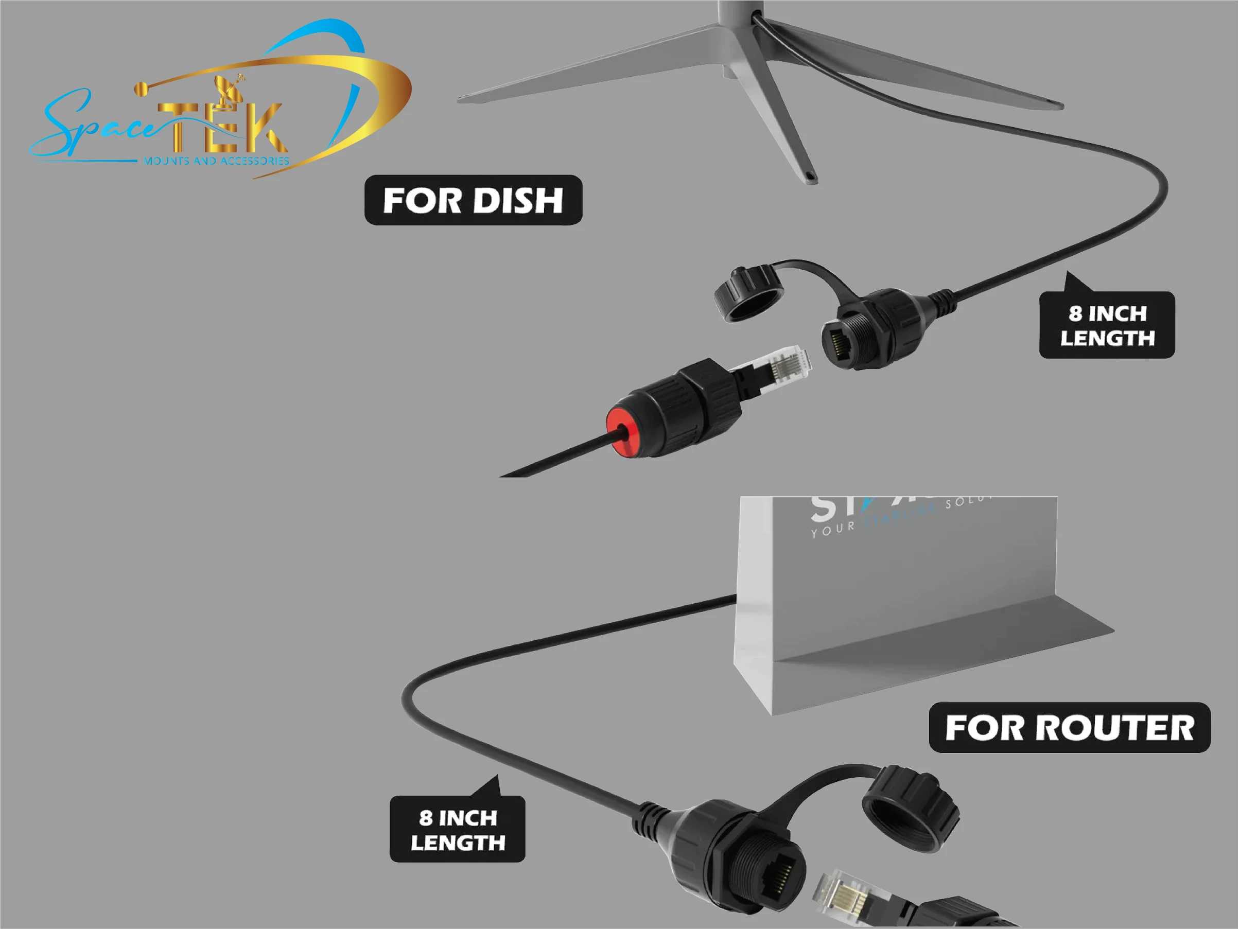 Starlink SPX to RJ45 Adapters (Pair) With Custom Length Cable Bundle StarGear