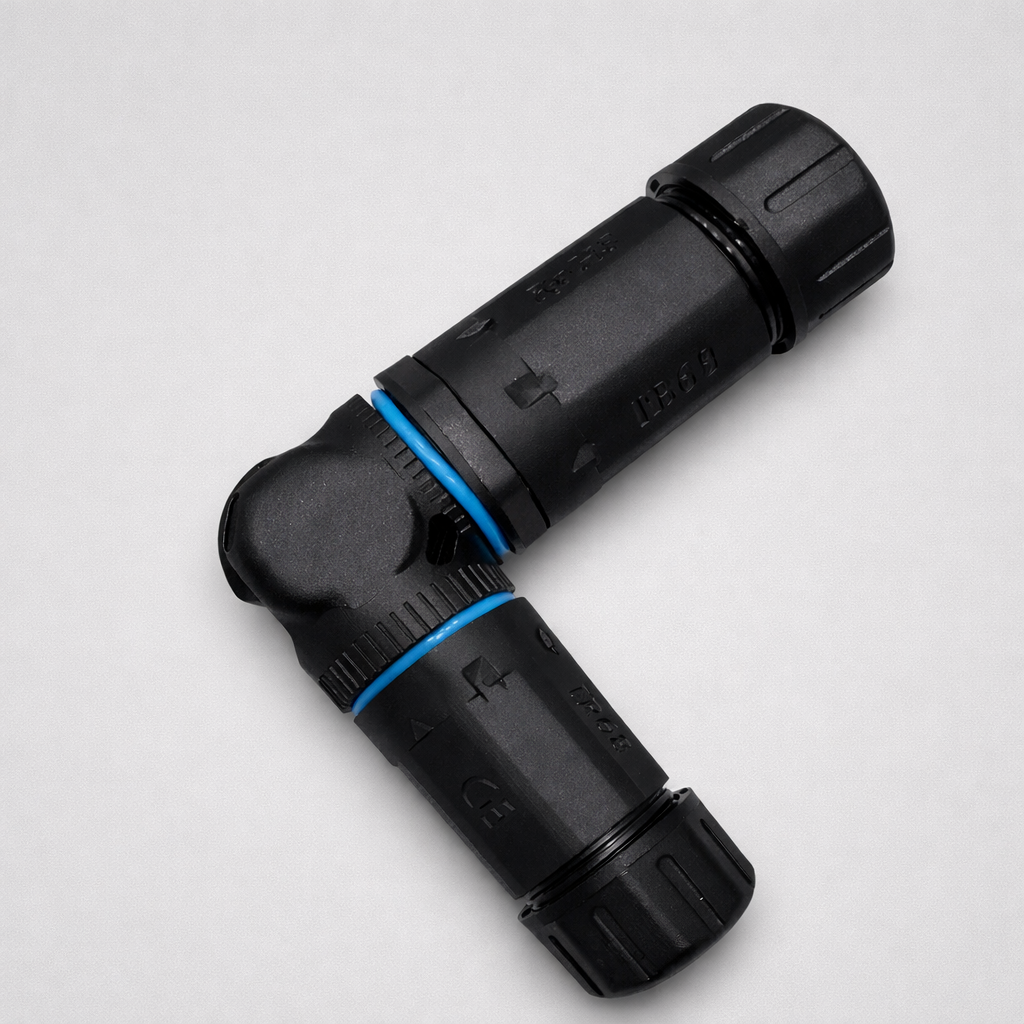 Starlink Gen 3 Durable IP68-rated L-shaped waterproof connector for secure 2-way cable connections. Ideal for outdoor lighting, garden power, and industrial wiring. UV-resistant, easy to install, and built to withstand harsh environments.