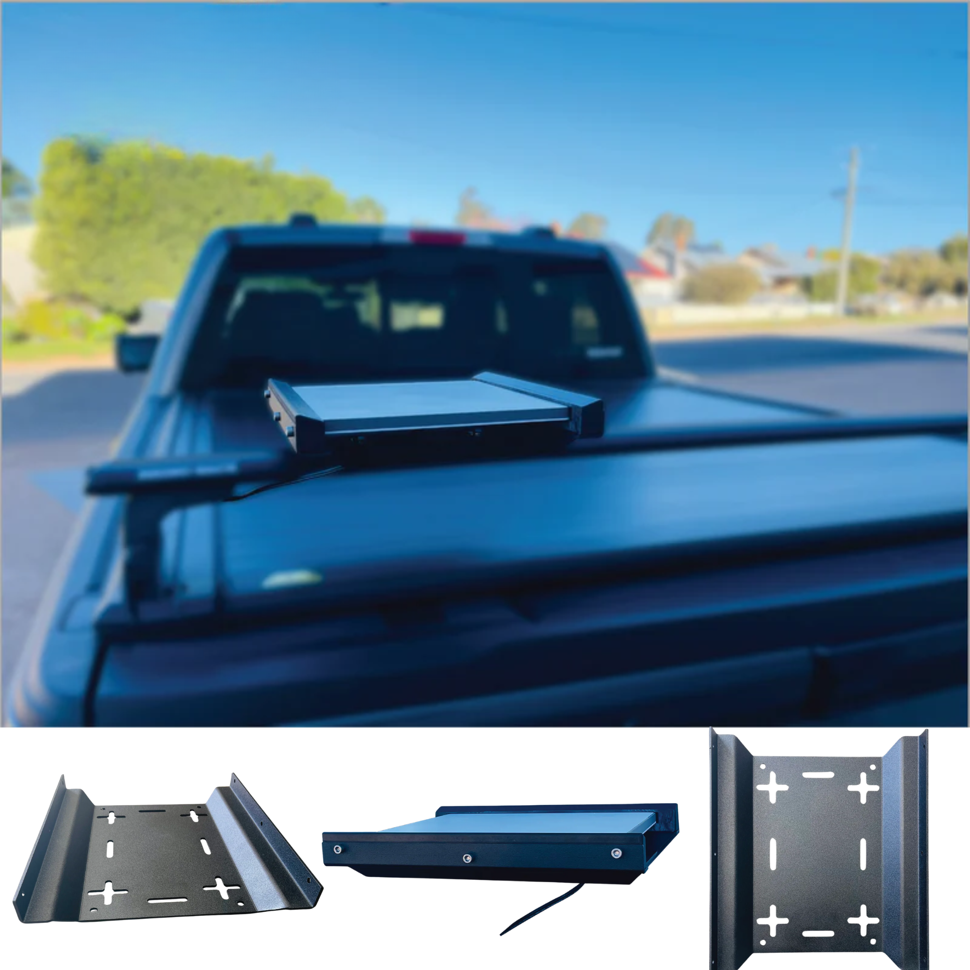 Photo of a Starlink Mini Mounted on a Ute's racks