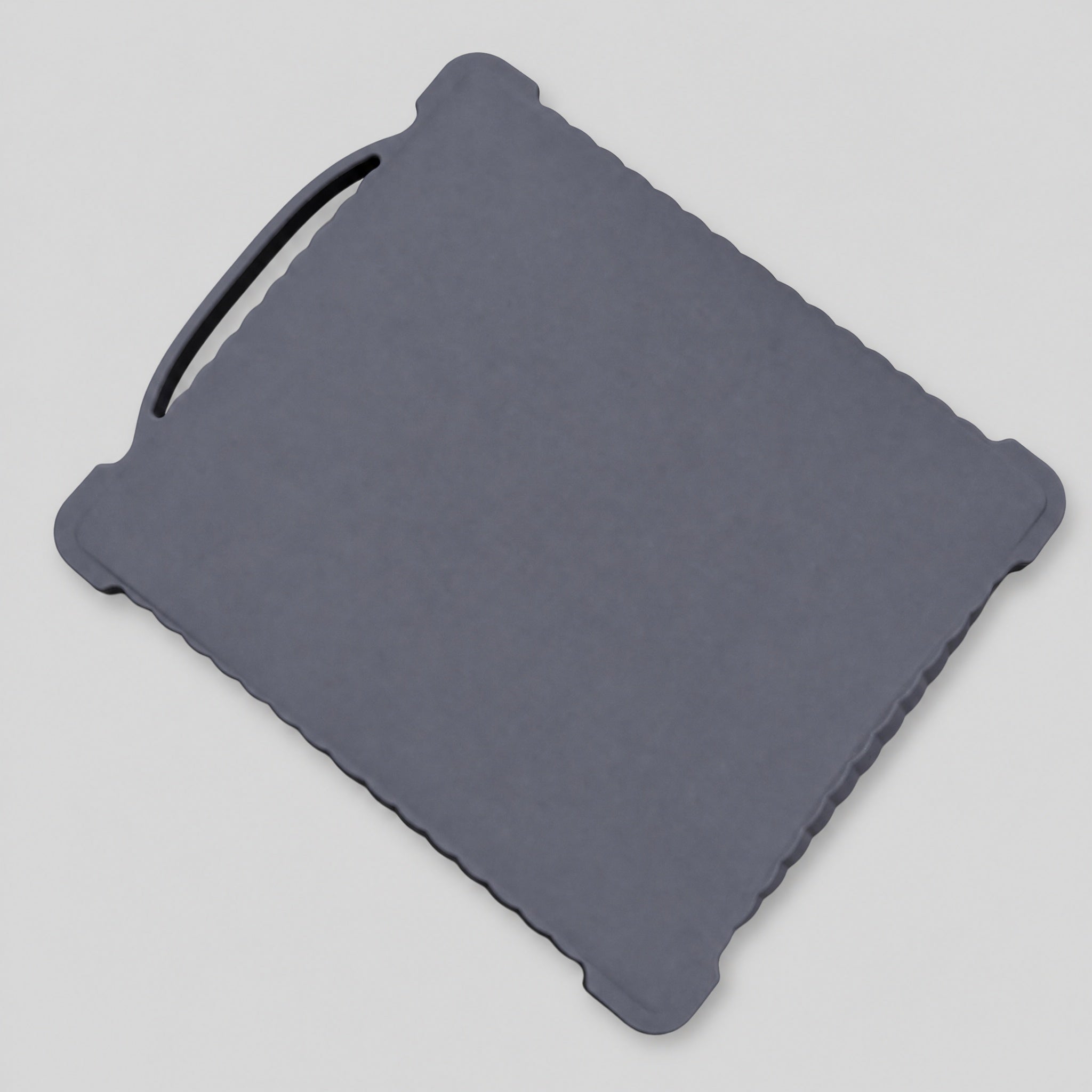 Angled top view of grey silicone protective cover for Starlink Mini with impact protection and handle cutout.