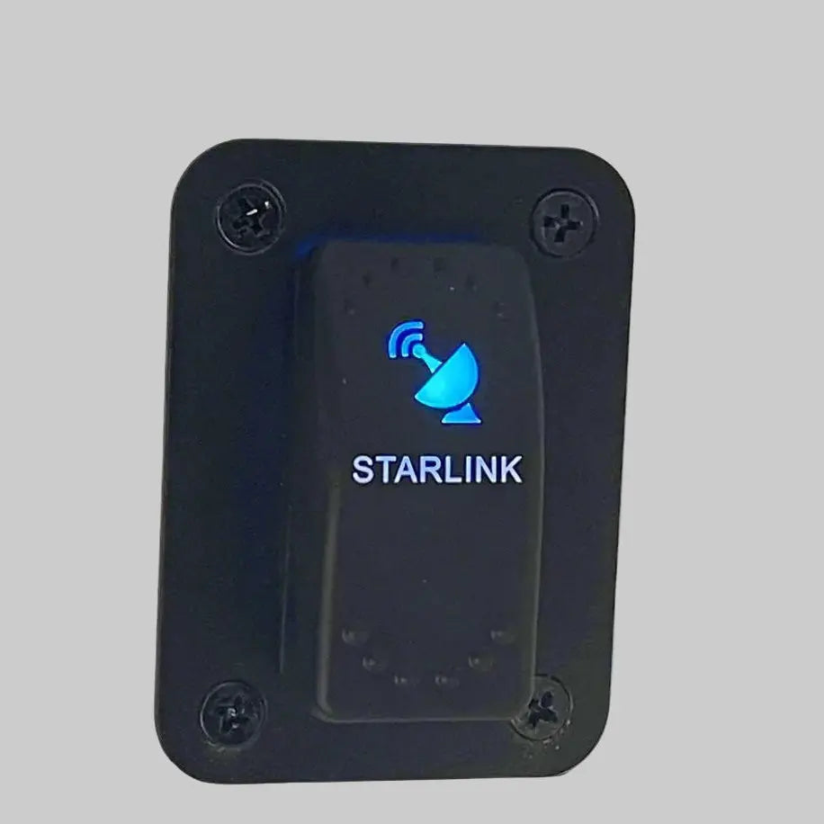 Starlink DC 3-Pole Rocker Switch – Blue LED with Mounting Plate Options (12V 20A / 24V 10A) SpaceTek - Starlink Mounts & Accessories