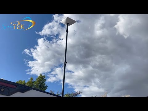 Spacetek Carbon Fibre Telescopic Pole mount for Starlink on Caravans & RVs. Instructional video and demonstration of installation.