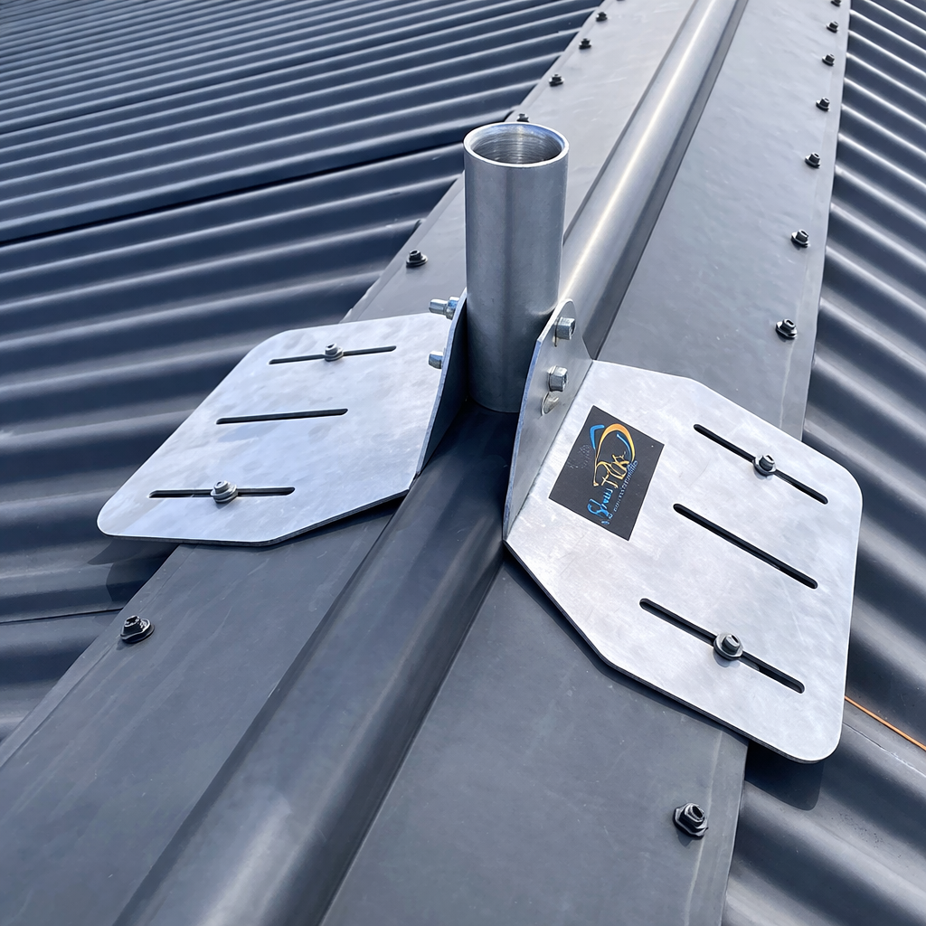 Spacetek Gen 2 roof ridge mount kit assembled aluminium bracket with angled antenna mounting tube