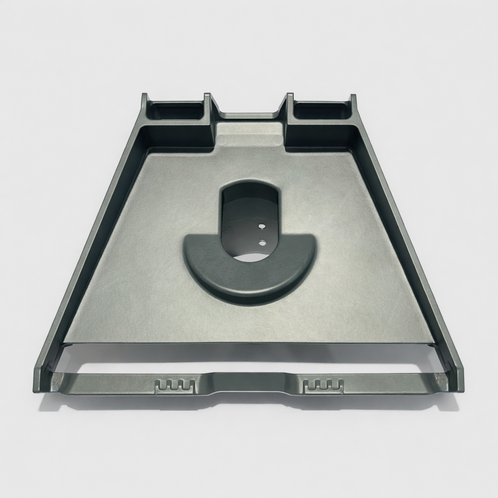 Bottom view of SpaceTEK aluminium Starlink Gen 3 pole adapter showing recessed mounting interface