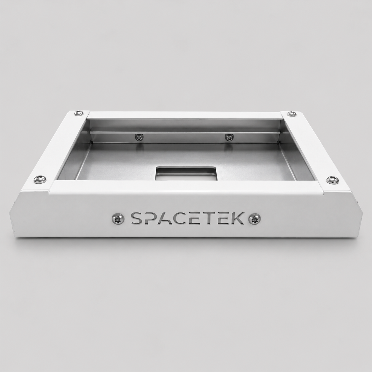 White Spacetek Starlink Mini Stealth Mount with laser cut logo front detail