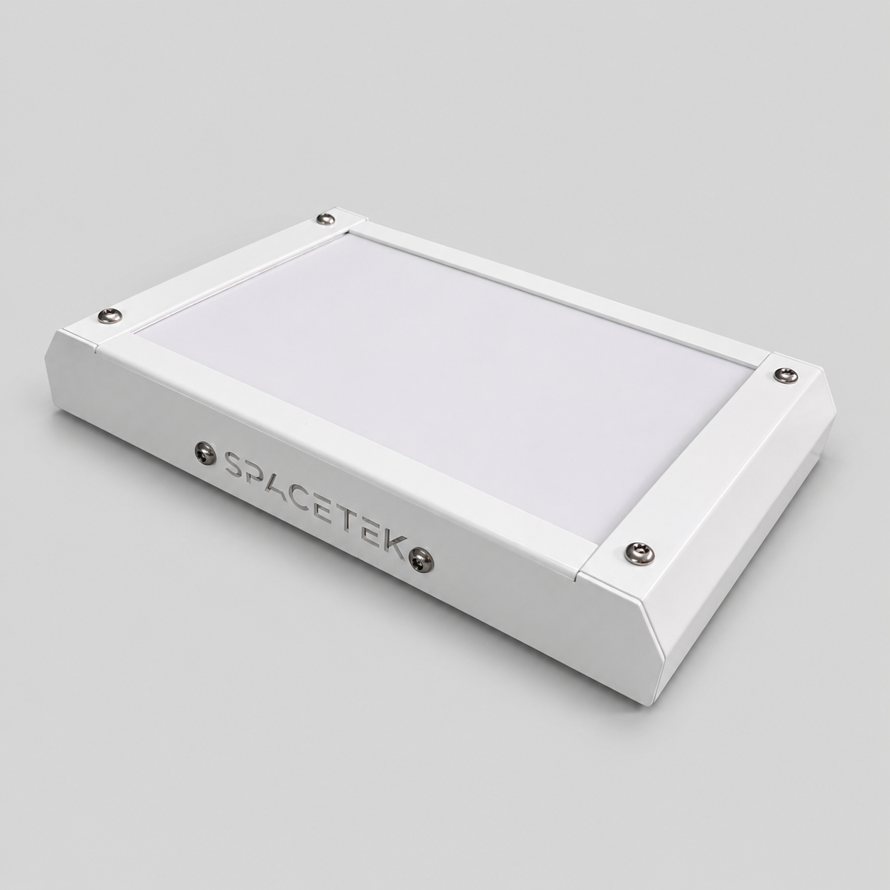 White Spacetek Starlink Stealth Mount with slim aluminium enclosure and integrated diffuser panel