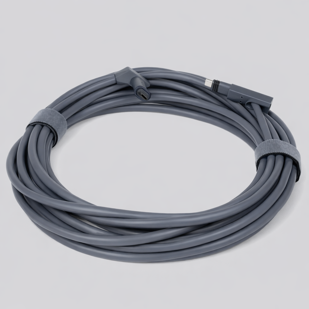 ompactly coiled SPX Gen 2 cable for Starlink Gen 2, with straight and angled ends for precise fit and secure connection