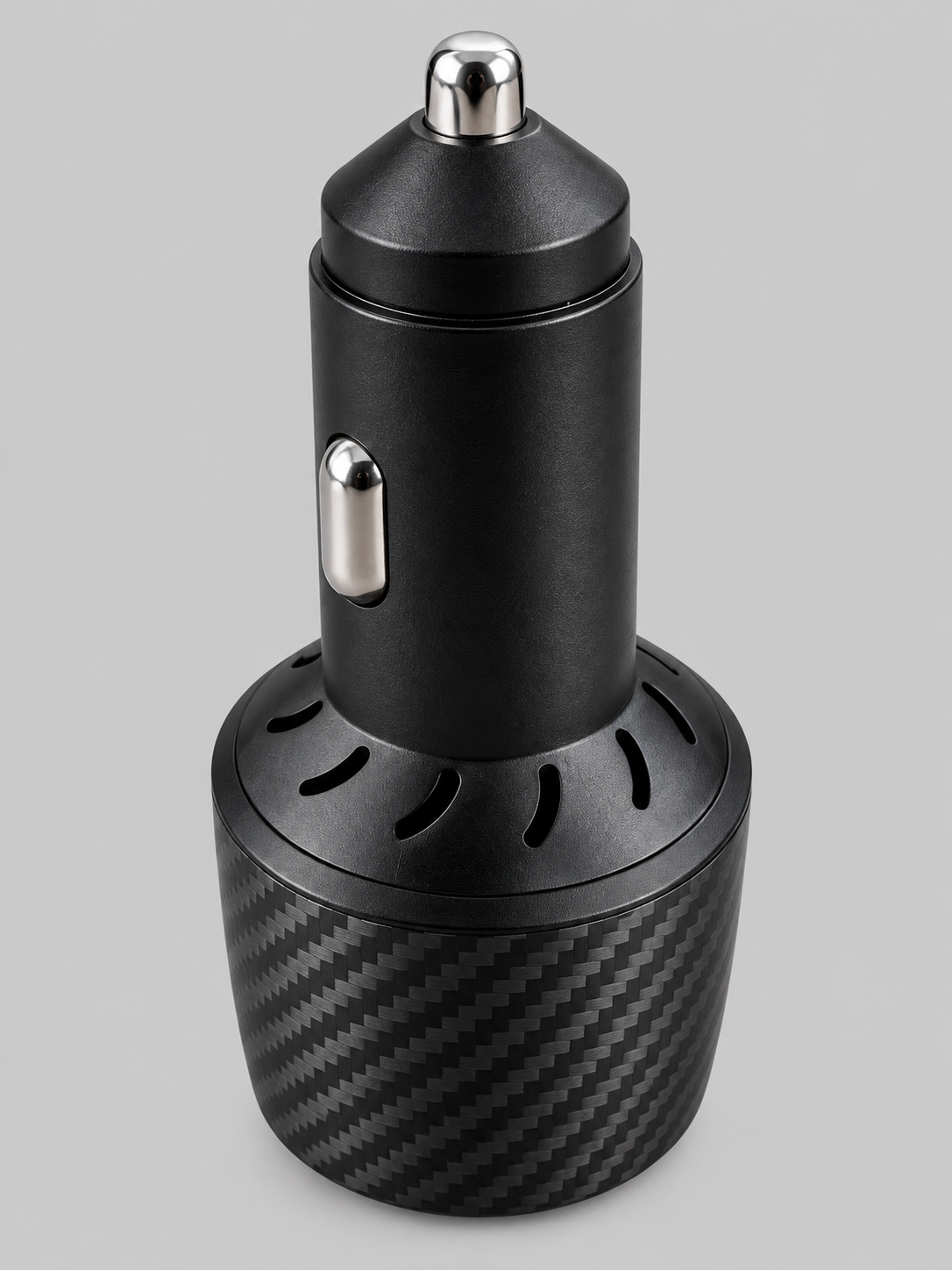 Starlink Mini 2-in-1 12V/24V car power adapter angled view with cigarette lighter plug and carbon-style body