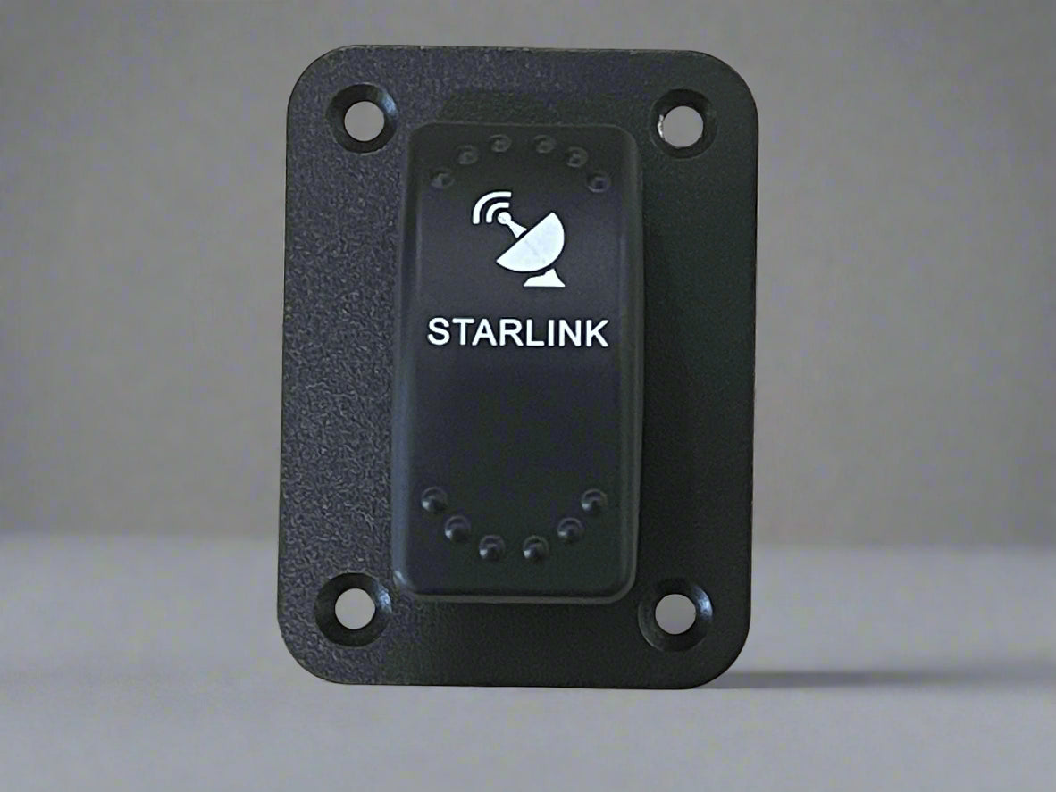 Starlink DC 3-Pole Rocker Switch – Blue LED with Mounting Plate Options (12V 20A / 24V 10A)