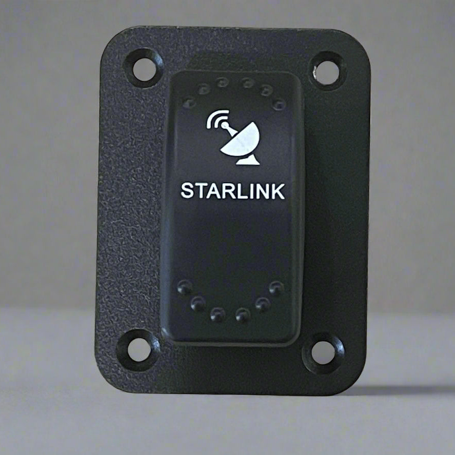 Starlink DC 3-Pole Rocker Switch – Blue LED with Mounting Plate Options (12V 20A / 24V 10A) SpaceTek - Starlink Mounts & Accessories