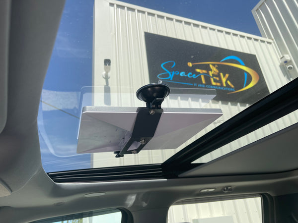 Mini Suction Cup Windscreen Mount with high-adhesion suction cups, showing tool-free installation and compatibility with original Starlink Mini kickstand