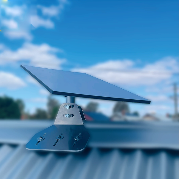 Gen 3 Ridge Cap Mount showing adjustable design for standard residential tin roofs with 25-30 degree pitch