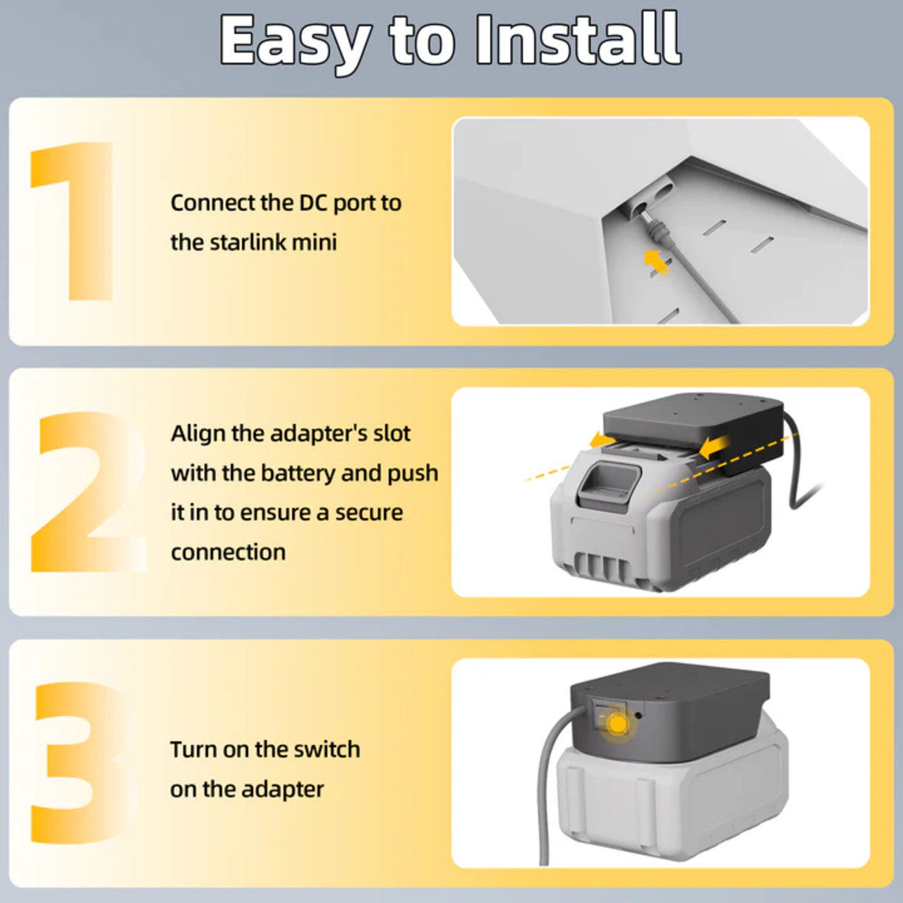 Starlink Mini Makita 18V Battery Adapter – Heavy Duty 14AWG Cable SpaceTek - Starlink Mounts & Accessories