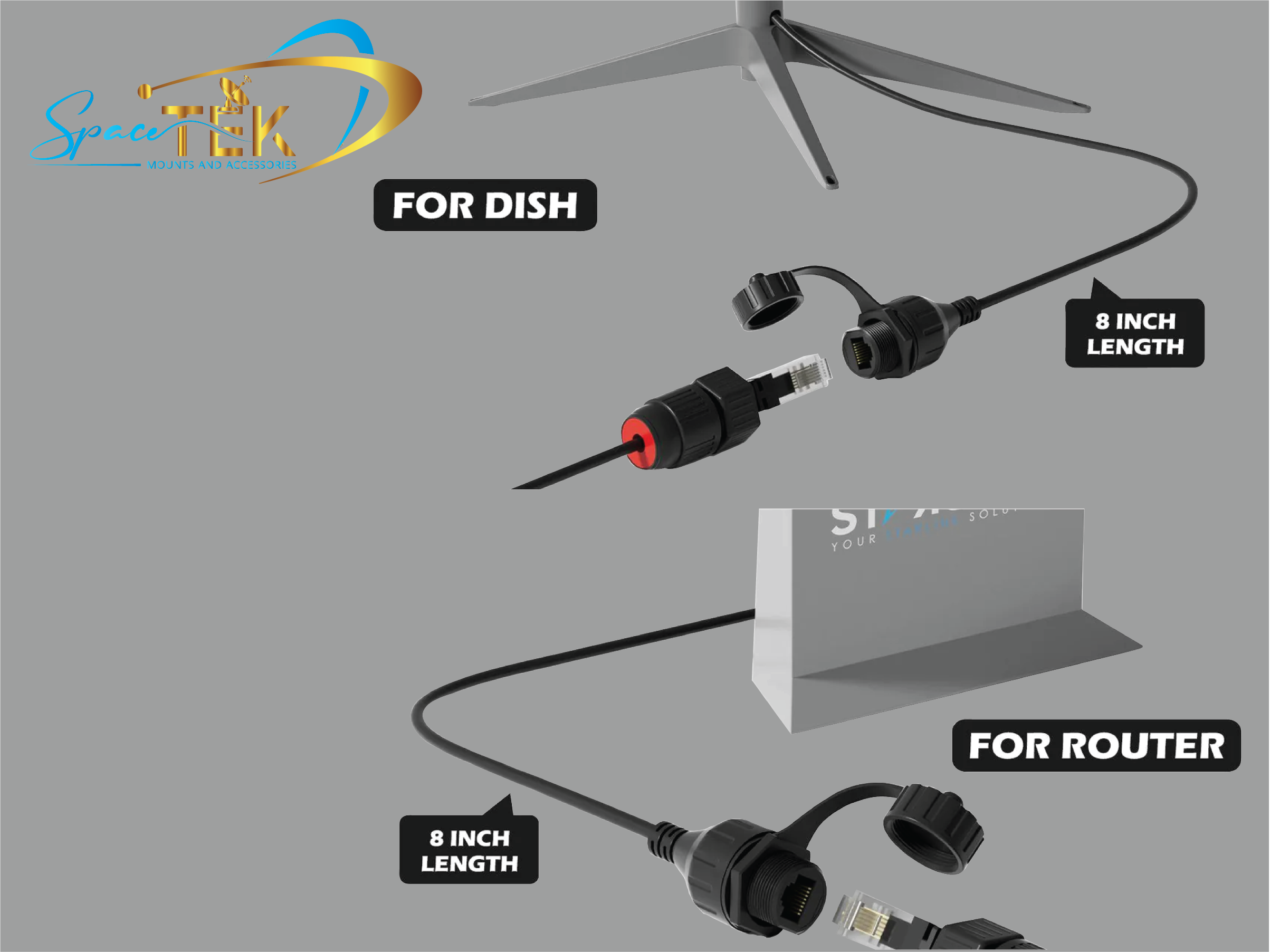 Starlink SPX to RJ45 Adapters (Pair) With Custom Length Cable Bundle