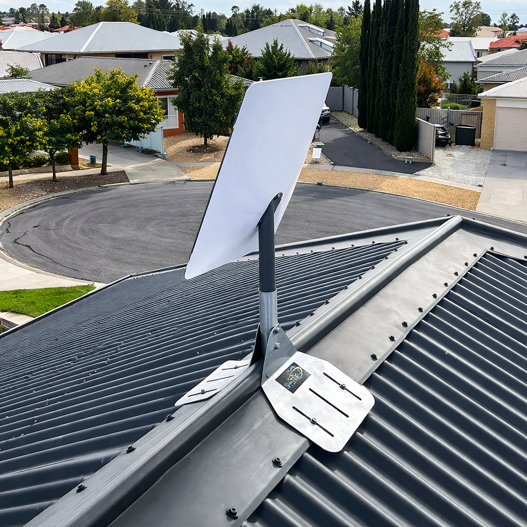 Starlink Gen 2 ridge cap mount on grey colourbond roof