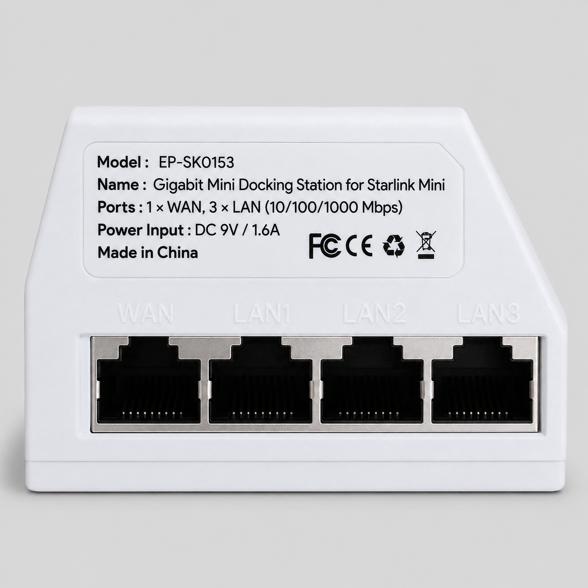 Pay Station Router Docking Station for Starlink Mini Router – Wall Mountable with 3 LAN