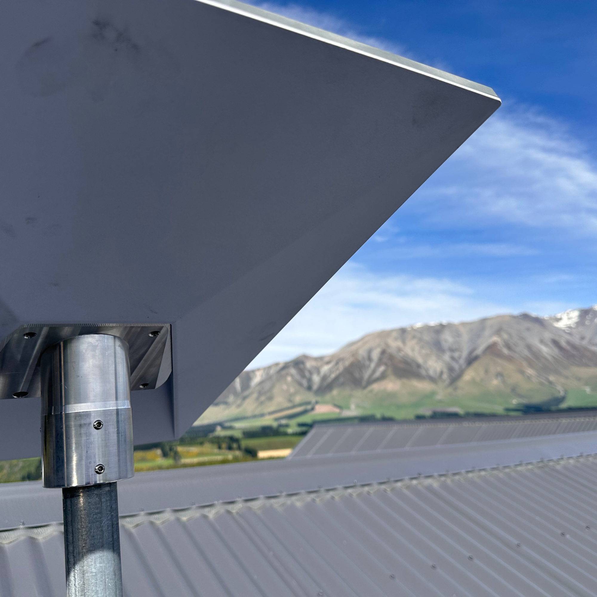 Starlink Gen 3 Corrugated Roof Mount Heavy Duty in NZ view on roof. 