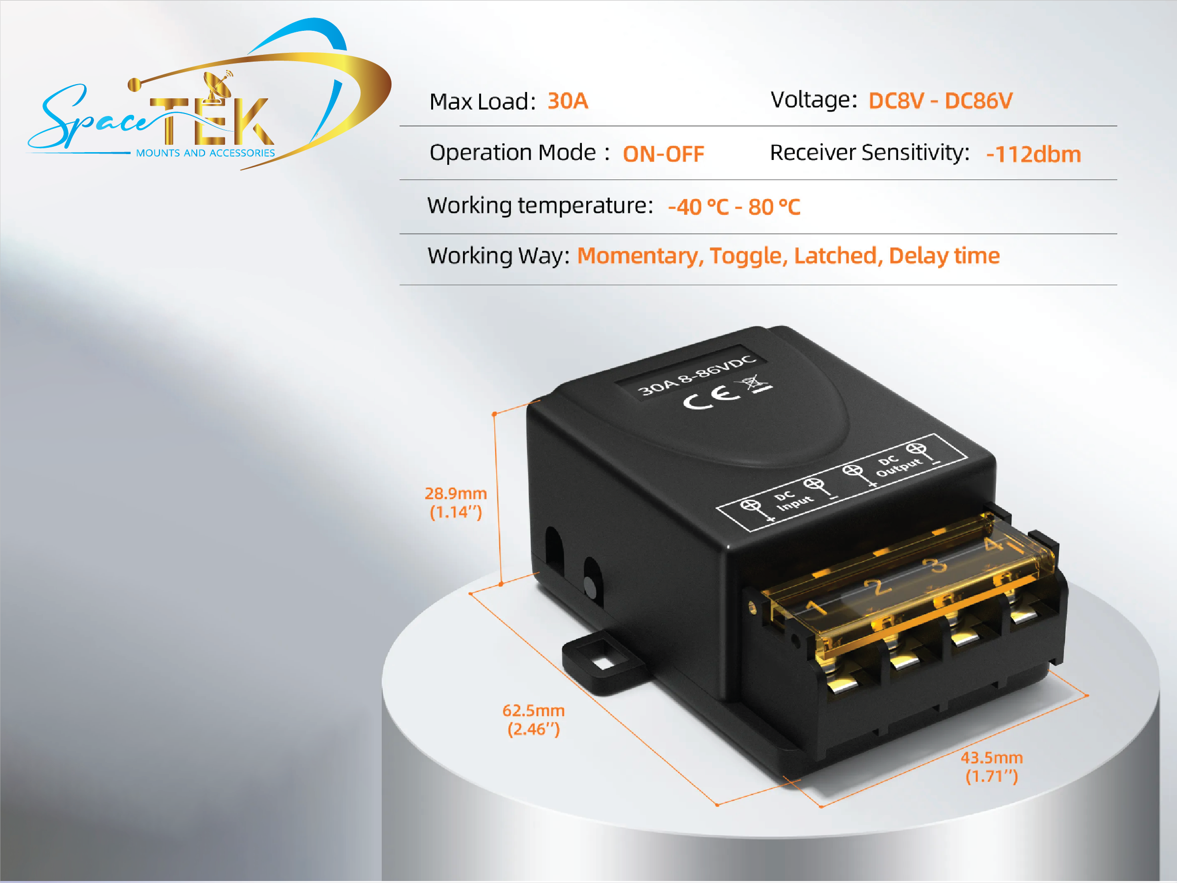 12V Remote Control Relay 30Amp (8-86VDC)