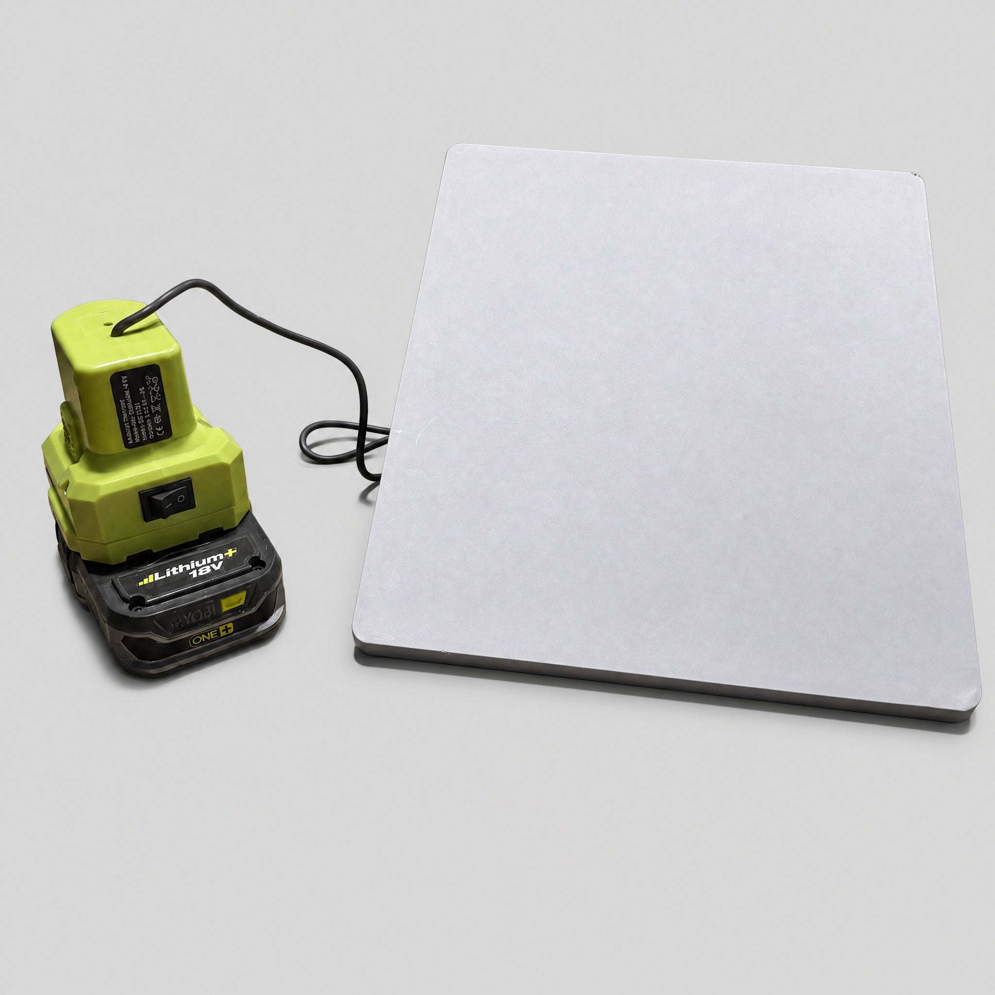 Ryobi 18V battery adapter for Starlink Mini with heavy duty 14AWG cable for portable DC power.