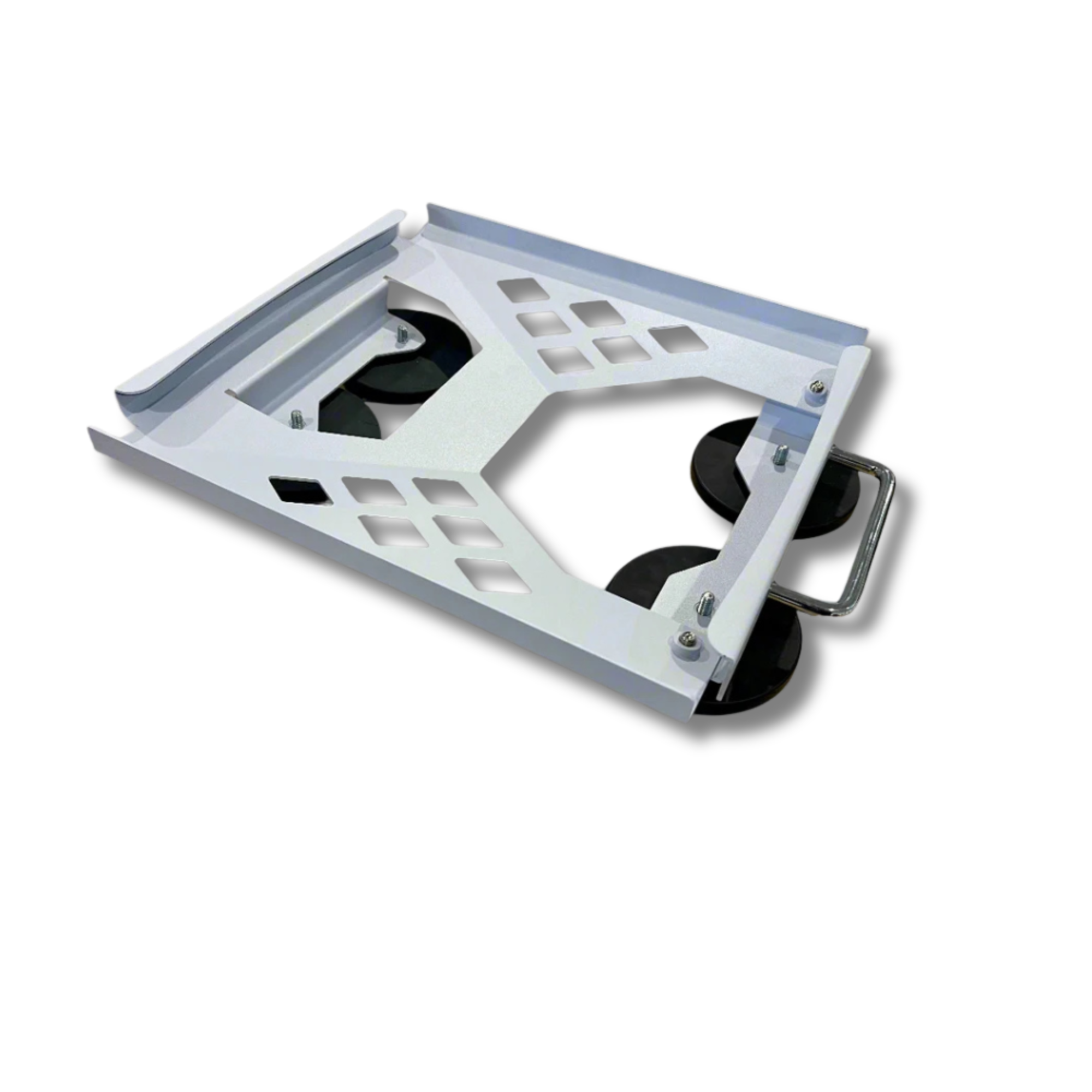 Spacetek magnetic motion mount for Starlink Mini with integrated magnetic M8 feet for vehicle and portable rooftop use on white background