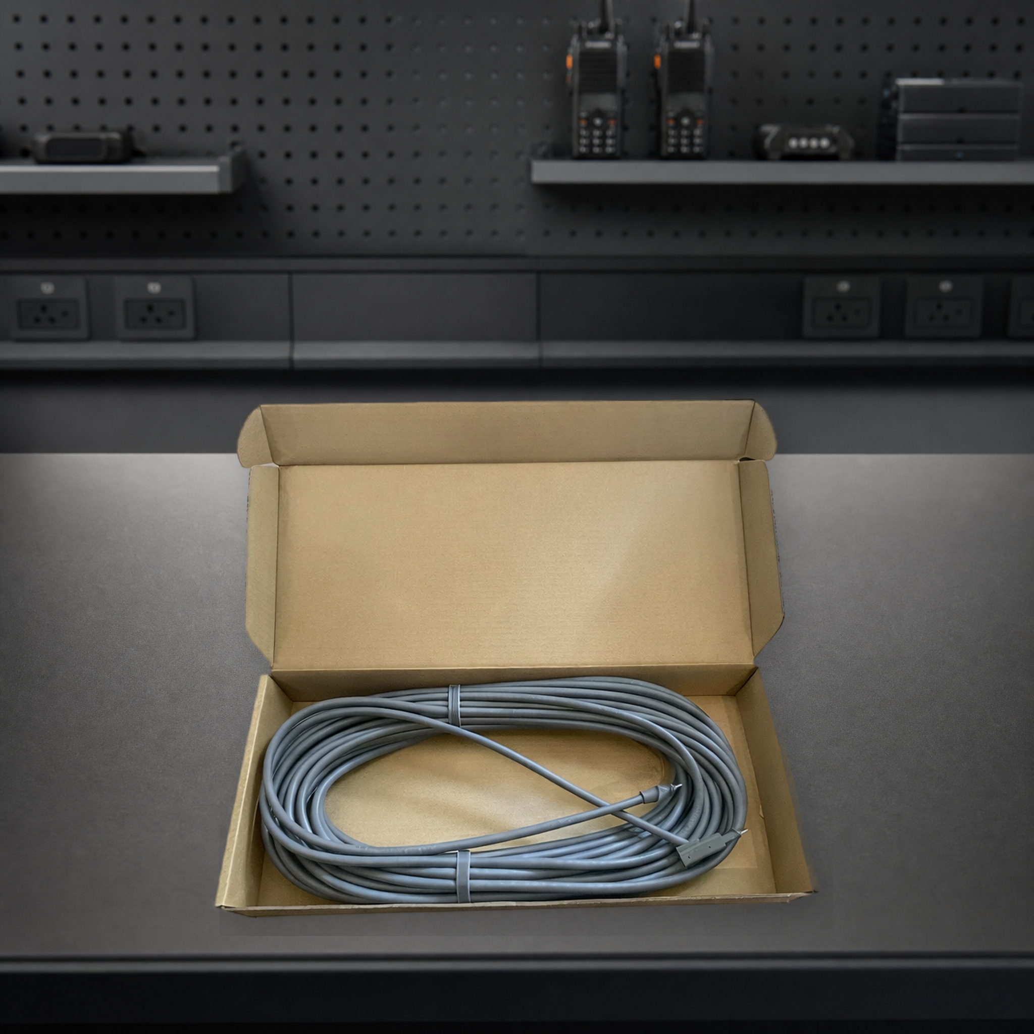 Genuine Starlink High Performance 25 m PoE Cable on a technical service bench