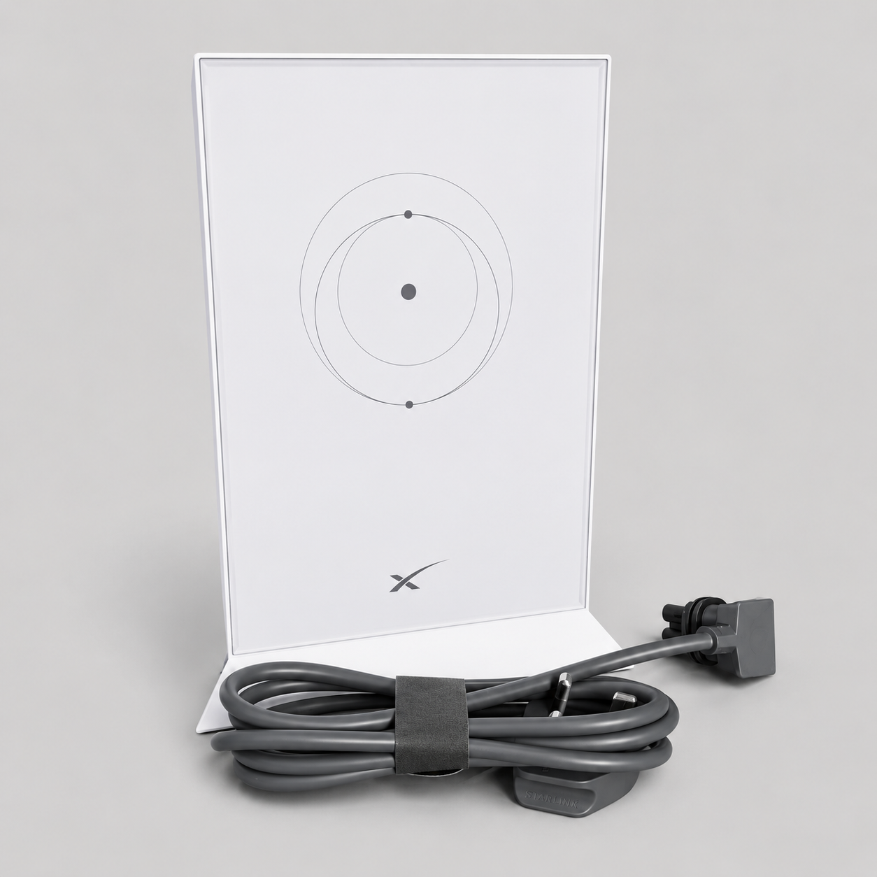 Original Starlink Gen 2 Router UTR-211 with factory power cable and plug included, shown from the front