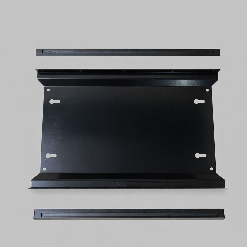 Top-down view of Starlink Gen 3 mounting plate with detachable rail kit. Suited for Starlink RV, van, and industrial rooftop installations with rail channel support