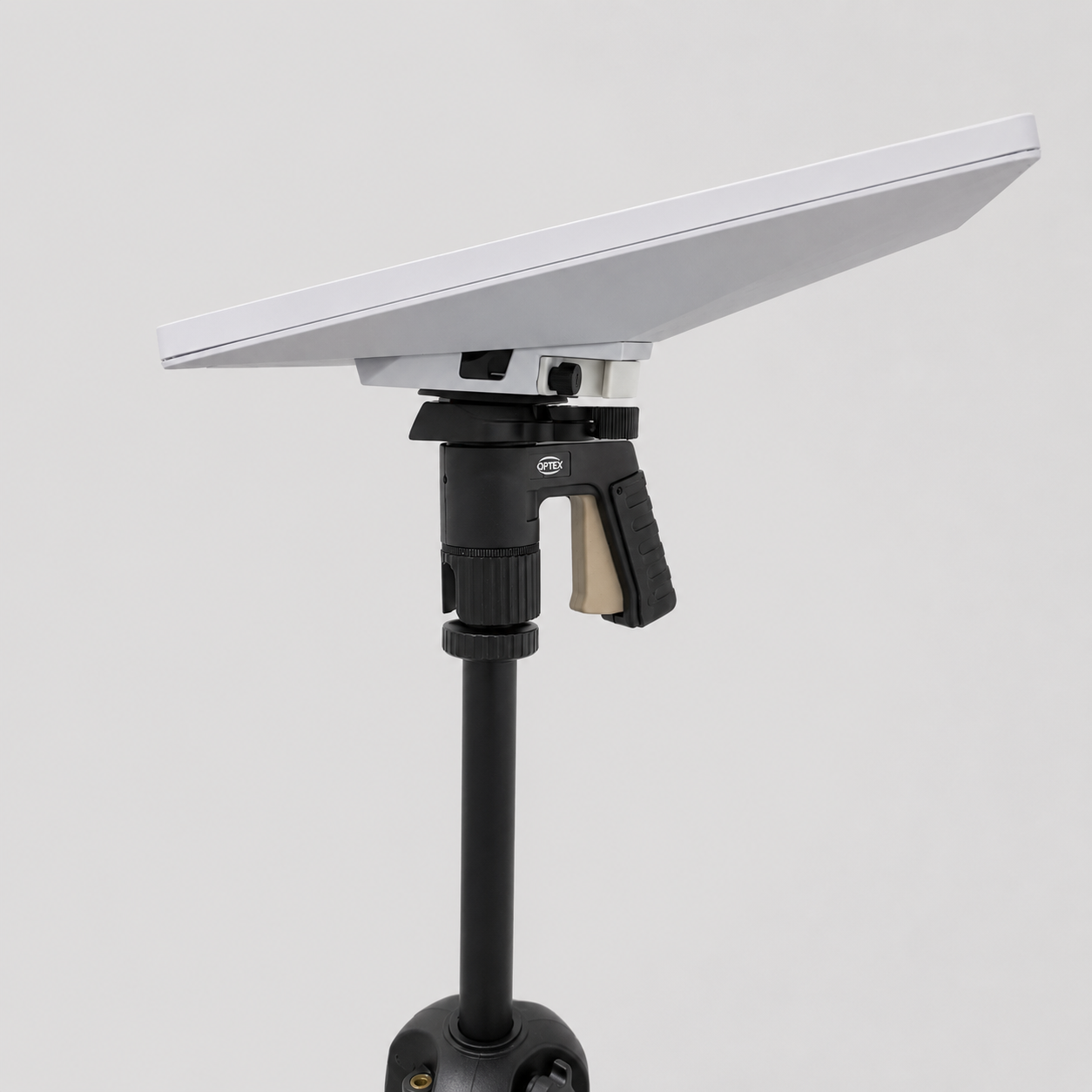 Starlink Mini Combination Kickstand mounted on an camera tripod pole, demonstrating the integrated pole mounting capability