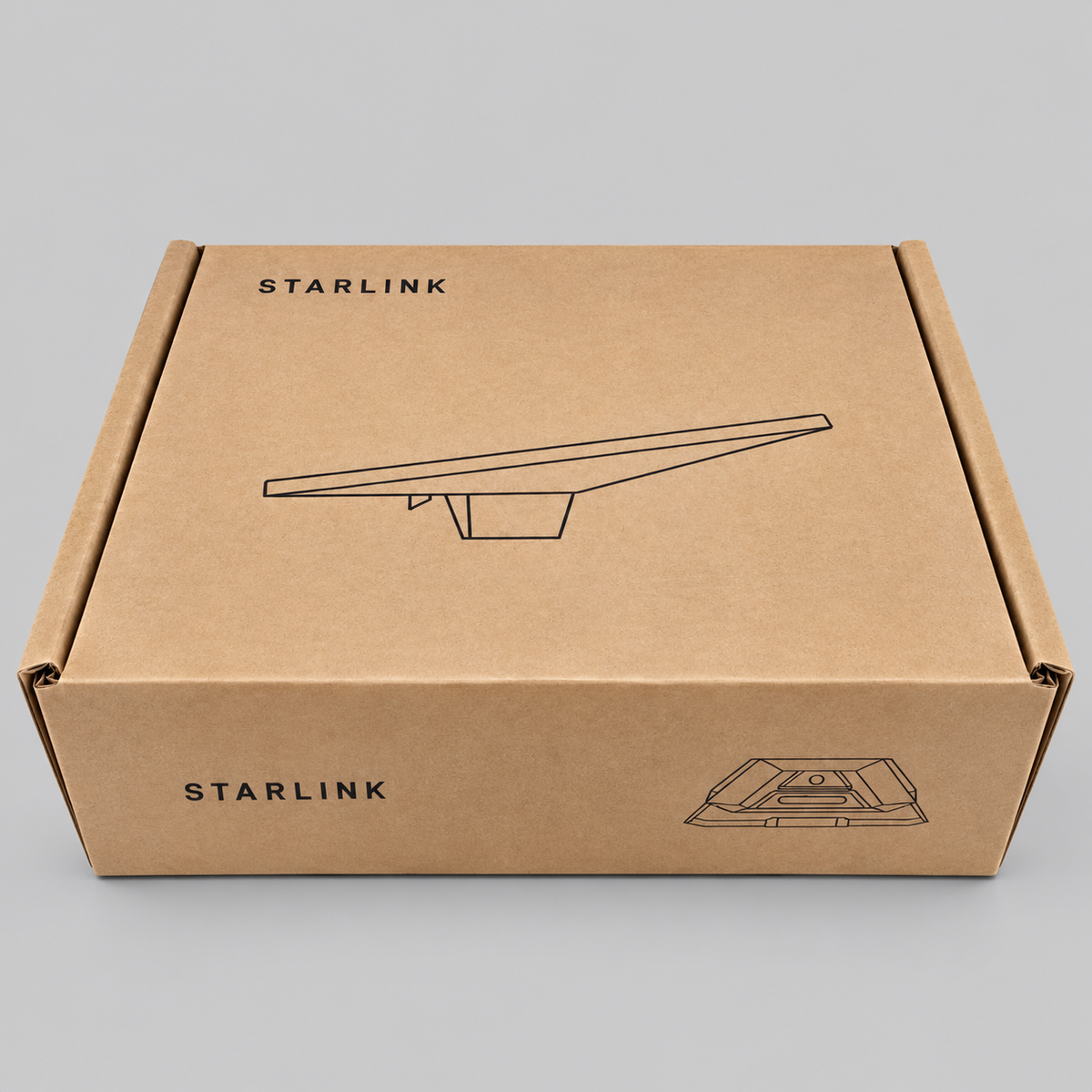Official Starlink Mini Mobility Mount in original Starlink retail packaging, showing the sealed cardboard box with Starlink branding