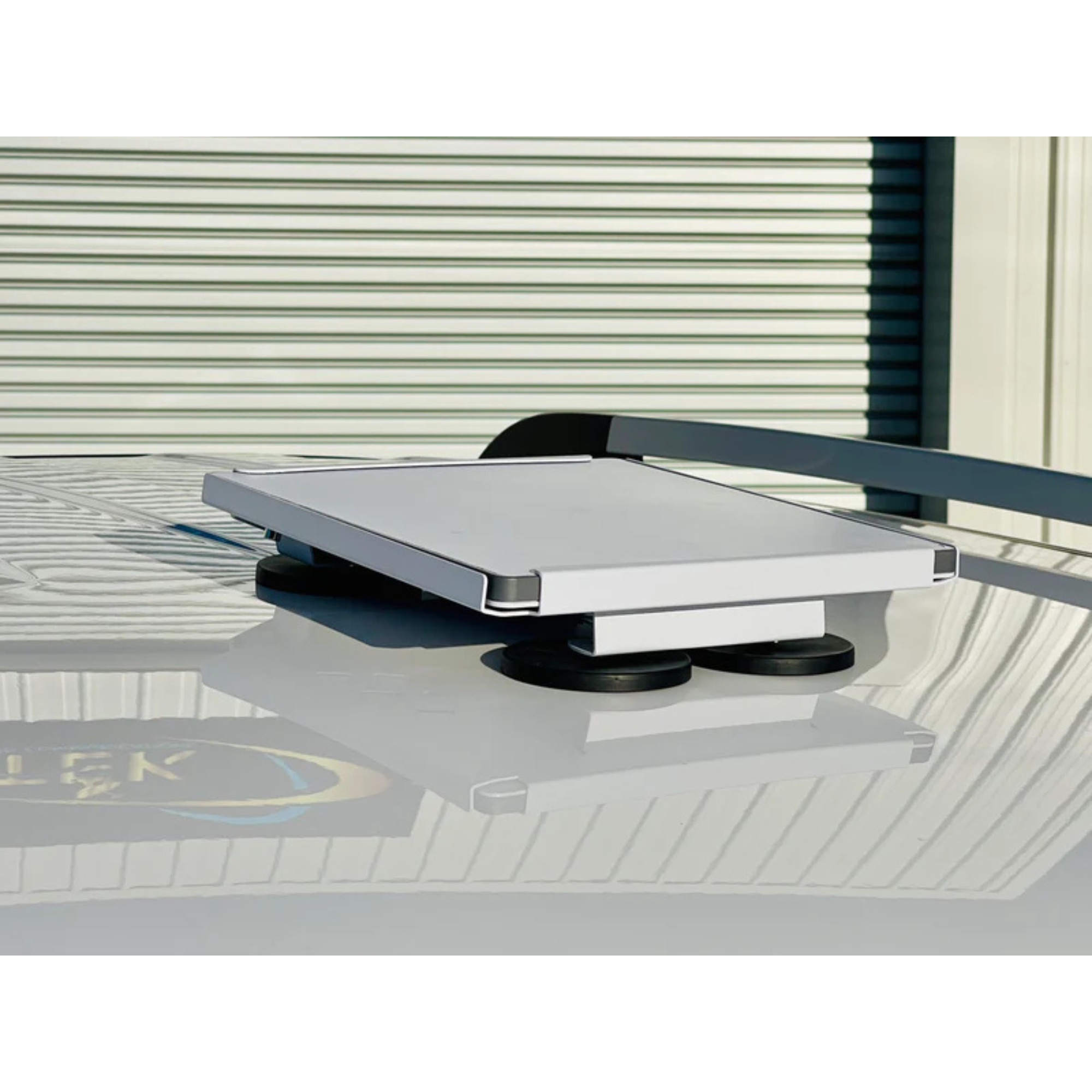 Starlink Mini mounted on vehicle roof using magnetic feet for rapid deployment and mobile connectivity